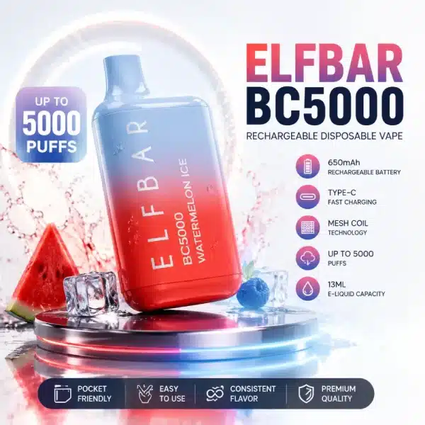 ElfBar BC5000 Vape 5000 Puffs premium rechargeable disposable vape product showcase